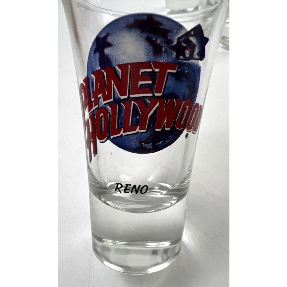 Lot Of 6 Planet Hollywood Shot Glasses-London,Myrtle Beach, Paris,Reno,Vegas,MOA